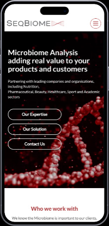 iPhone displaying SeqBiome homepage